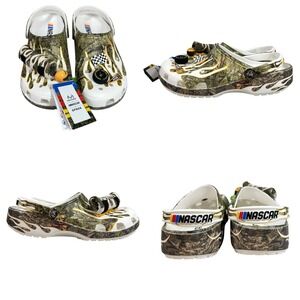 Crocs NASCAR Realtree Classic Clog Mens‎ 11 Jibbitz Drink Holder Camo Race